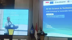 Menteri Pendidikan Tinggi, Riset dan Teknologi (Mendiktisaintek) Brian Yuliarto saat memberikan sambutan dalam Forum Kolaborasi Sainstek Indonesia-Uni Eropa, Rabu, 22 April 2026. (B-Universe/Hendro Situmorang)