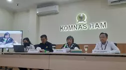 Foto (Kanan ke kiri): Kepala Biro Umum, Didit Eko Setiawan, Ketua Komnas HAM, Anis Hidayah, Komisioner Pemantauan dan Penyelidikan Komnas HAM, Saurlin P. Siagian