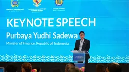 Menteri Keuangan (Menkeu) Purbaya Yudhi Sadewa saat menyampaikan pidato dalam acara International Seminar on Debottlenecking Channel di Gedung Dhanapala Kementerian Keuangan, Jakarta, pada Selasa (12/5/2026). (Foto: Kemenkeu/Zalfa Dhiaulhaq)