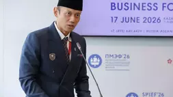 Menteri Koordinator Bidang Infrastruktur dan Pembangunan Kewilayahan Agus Harimurti Yudhoyono (AHY) saat menjadi pembicara dalam sesi EAEU-ASEAN pada rangkaian SPIEF 2026 di St. Petersburg, Rusia. (Foto: Istimewa)