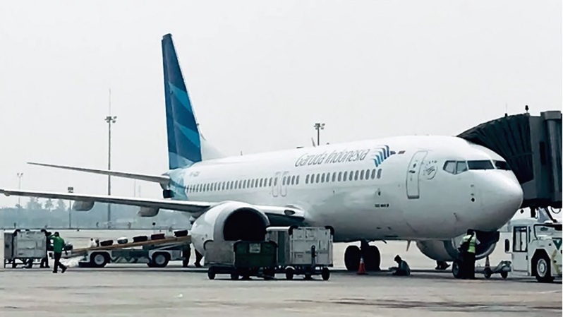 Garuda Indonesia. (Foto: IHWAN IDAMIN HARAHAP/AFP)