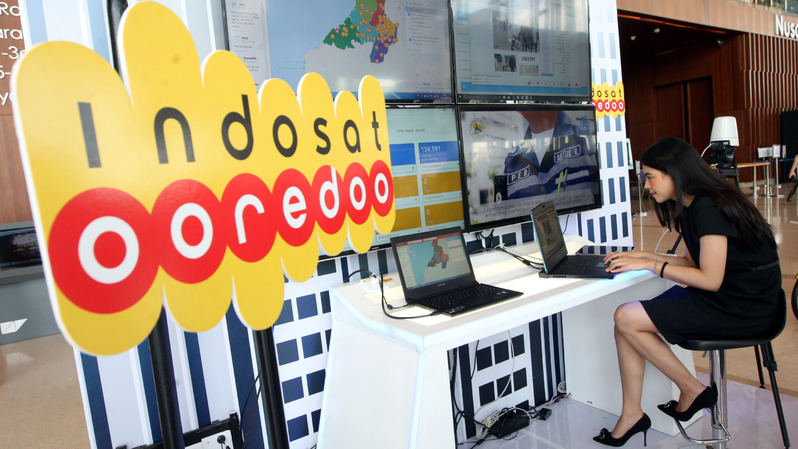 Ilustrasi stand Indosat. (BeritaSatu Photo/Mohammad Defrizal)