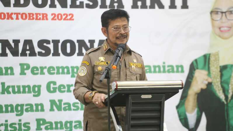 Menteri Pertanian Syahrul Yasin Limpo menghadiri acara musyawarah nasional (munas) Ke-III Wanita Tani Indonesia HKTI di Bogor pada Selasa, 18 Oktober 2022. (Dok. Kementan)
