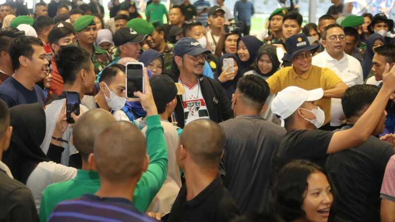 Mentan Syahrul Yasin Limpo dalam pertemuan penyuluh dan petani di Lapangan Benteng, Medan, Sumatera Utara, pada Minggu, 23 Oktober 2022. (Foto: Dok. Kementan)