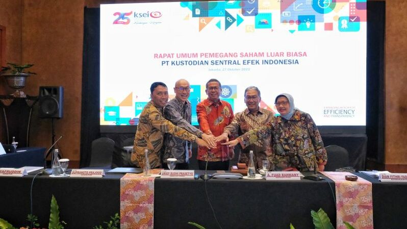Rapat Umum Pemegang Saham Luar Biasa (RUPSLB) PT Kustodian Sentral Efek Indonesia (KSEI) di Jakarta, Kamis (27/10/2022).
Sumber: Istimewa