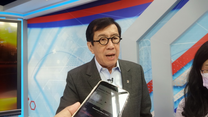 Menkumham Yasonna H Laoly saat ditemui di Kantor BTV, Jakarta, Kamis (5/1/2023)