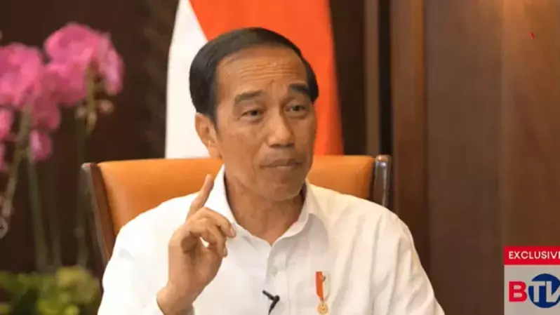 Presiden Jokowi dalam program BeritaSatu Spesial bertajuk "Tantangan dan Harapan", yang disiarkan secara langsung oleh BTV, Selasa (31/1/2023).