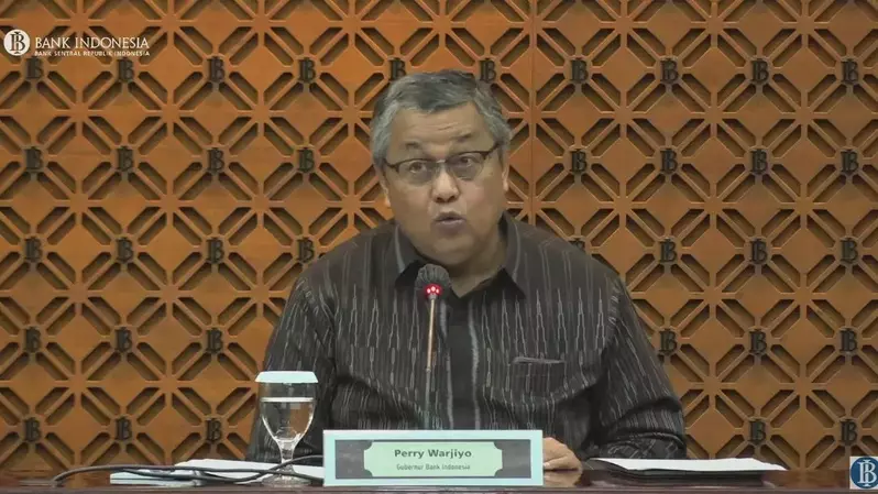 Gubernur Bank Indonesia (BI) Perry Warjiyo dalam konferensi pers Hasil Rapat Dewan Gubernur (RDG) Bulanan Bulan Maret 2023 pada Kamis (16/03/2023).