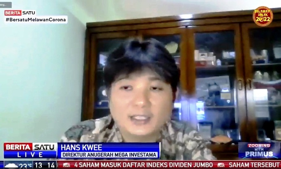 Hans Kwee, Direktur Anugerah Mega Investama, dalam diskusi Zooming with Primus - Booming Startup IPO, Live di Beritasatu TV, Kamis (3/2/2022). Sumber: BSTV