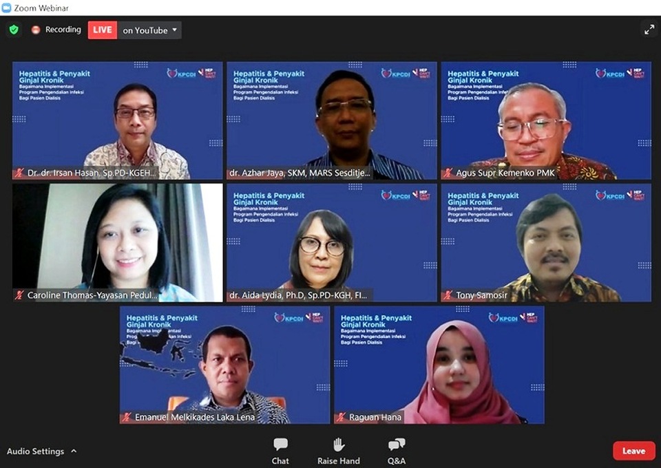 Webinar Hepatitis dan Penyakit Ginjal Kronik #TemanKPCDI, Minggu (8/8/2021).
