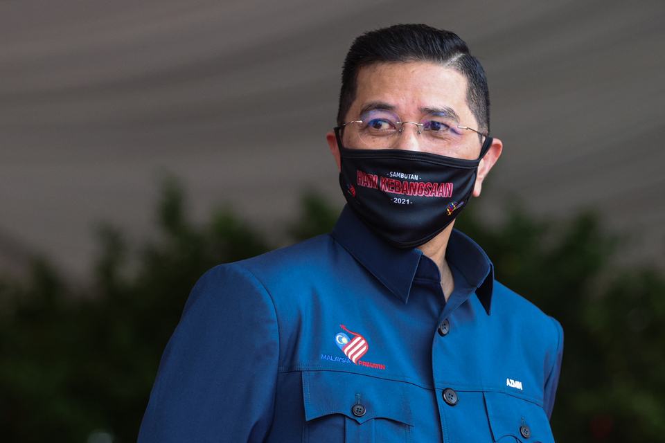 Menteri Perdagangan dan Industri Internasional Malaysia, Mohamed Azmin Ali ketika menghadiri perayaan Hari Nasional ke-64 di National Heroes Square, Putrajaya, pada 31 Agustus 2021. ( Foto: ZARITH INTAN SUHANA ZULKIFLI / MALAYSIA DEPARTMENT OF INFORMATION / AFP )