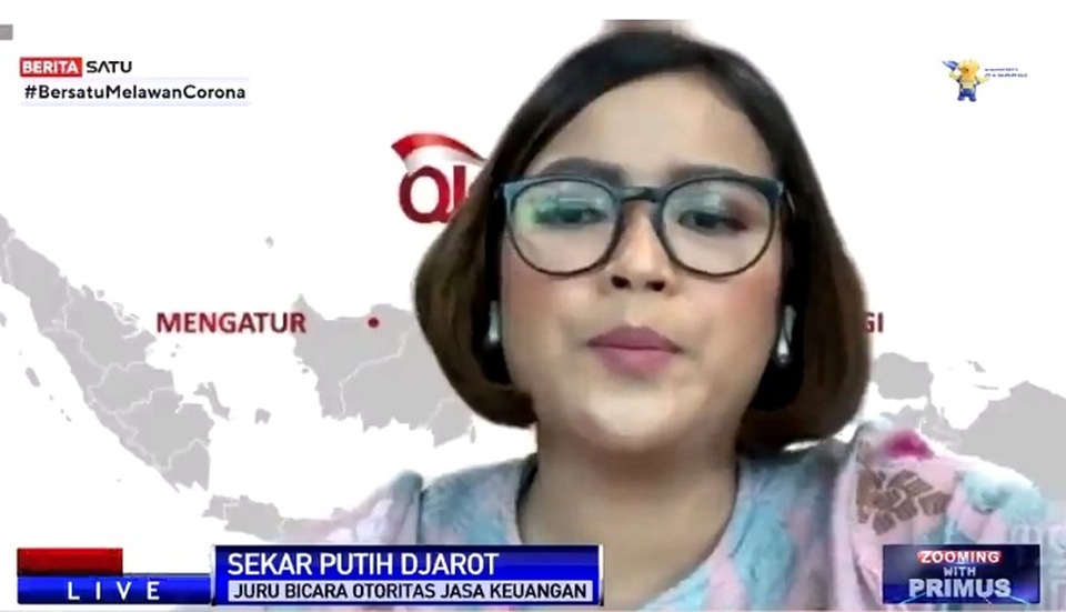 Sekar Putih Djarot,  Juru Bicara Otoritas Jasa Keuangan (OJK) dalam diskusi Zooming with Primus - Kredit Bertumbuh, UMKM Bangkit, live di Beritasatu TV, Kamis (7/10/2021). Sumber: BSTV