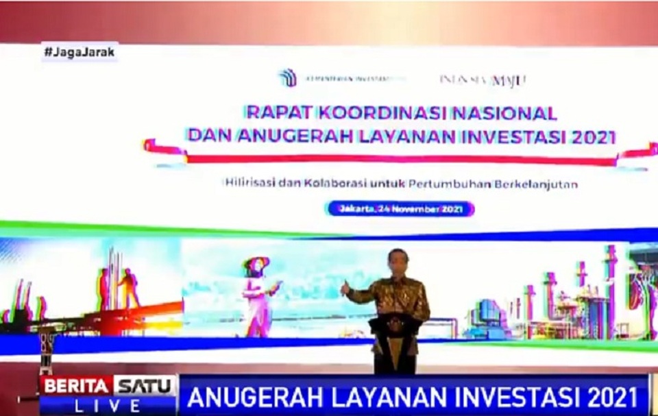 Presiden Jokowi Buka Rakornas Kementerian Investasi 2021