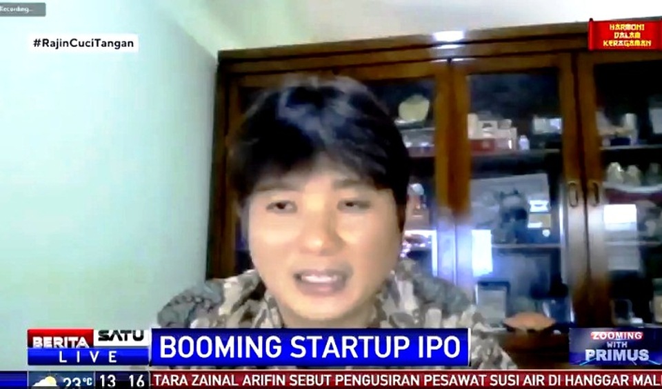 Hans Kwee, Direktur Anugerah Mega Investama, dalam diskusi Zooming with Primus - Booming Startup IPO, Live di Beritasatu TV, Kamis (3/2/2022). Sumber: BSTV