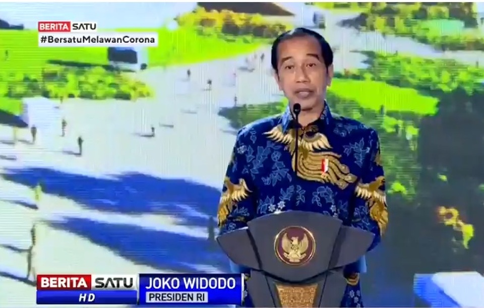 Presiden Joko Widodo hadiri peresmian Nasdem Tower, Selasa (22/2/2022). Sumber: BSTV