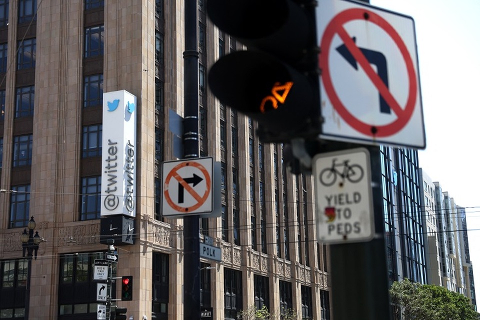 Kantor pusat Twitter terlihat pada 25 April 2022 di San Francisco, California. (FOTO: JUSTIN SULLIVAN / GETTY IMAGES NORTH AMERICA / GETTY IMAGES VIA AFP)