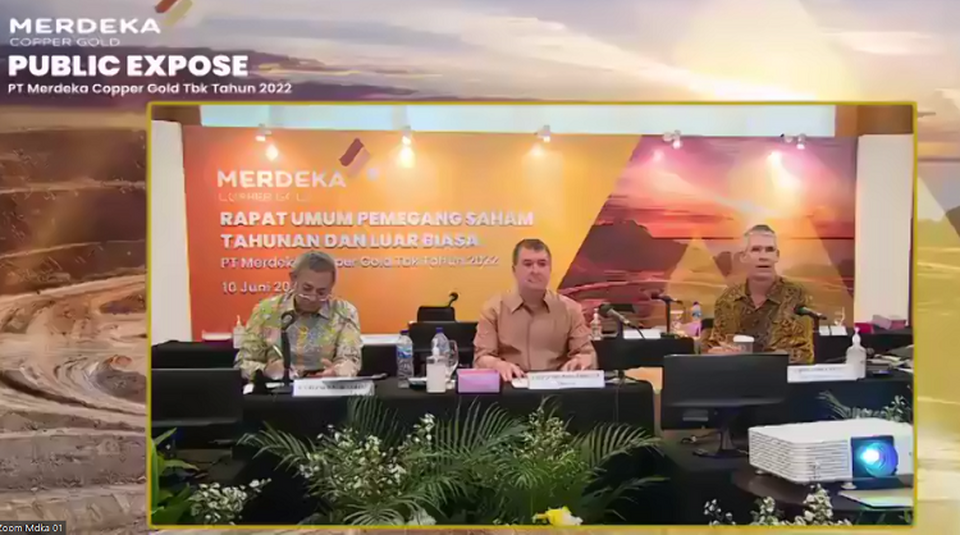 Paparan publik PT Merdeka Copper Gold Tbk (MDKA) di Jakarta, Jumat (10/6/2022).