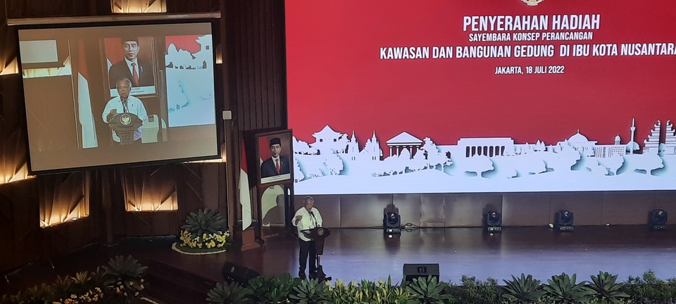 Menteri Pekerjaan Umum dan Perumahan Rakyat (PUPR), Basuki Hadimuljono  pada penyerahan hadiah sayembara IKN di Auditorium PUPR, Jakarta, Senin (18/7). (Foto: Ist)