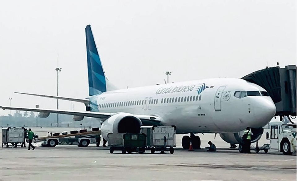 Garuda Indonesia. (Foto: IHWAN IDAMIN HARAHAP/AFP)
