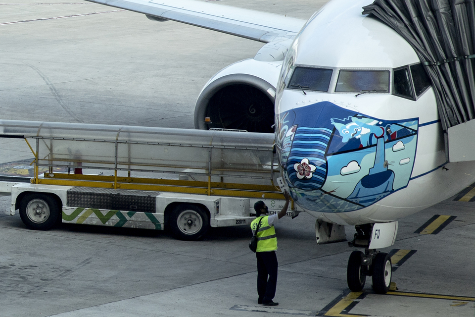 Pesawat Garuda Indonesia di Bandara Internasional Soekarno-Hatta di Tangerang, Banten. (JG Photo/Yudha Baskoro)