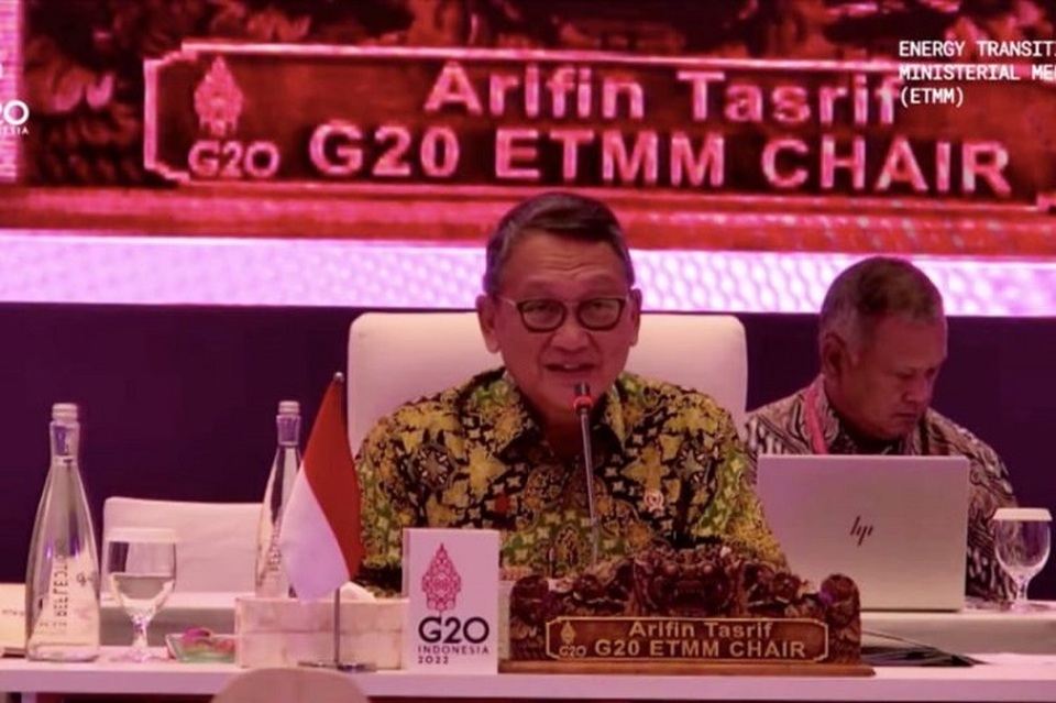 Menteri ESDM Arifin Tasrif dalam Rapat Tingkat Menteri Transisi Energi di Bali pada 2 September 2022. (FOTO: ANTARA/HO-Kementerian ESDM/rst)