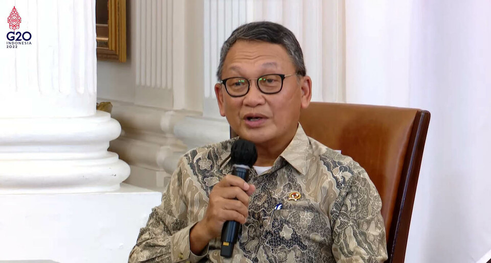 Menteri Energi dan Sumber Daya Mineral Arifin Tasrif pada konferensi pers di Istana perihal kenaikan harga BBM dan pengalihan subsidi BBM, Sabtu, 3 September 2022. (Setpres)