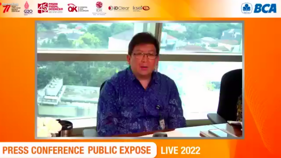 Corporate Secretary PT Bank Central Asia (BCA) Tbk Raymon Yonanto dalam Public Expose Live 2022, Rabu (14/9/2022).

