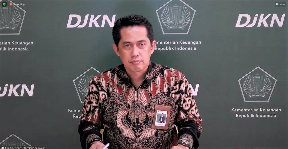 Direktur Penilai Direktorat Jenderal Kekayaan Negara Kementerian Keuangan Arik Haryono dalam acara Bincang Bareng DJKN yang berlangsung secara virtual pada Jumat (14/10/2022). (Investor Daily/Arnoldus Kristianus)