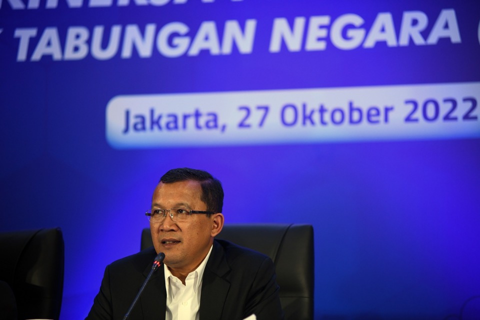 Direktur Utama Bank BTN Haru Koesmahargyo, dalam Paparan Publik Kinerja Keuangan Bank BTN Per 30 September 2022  di Jakarta, Kamis (27/10/2022)