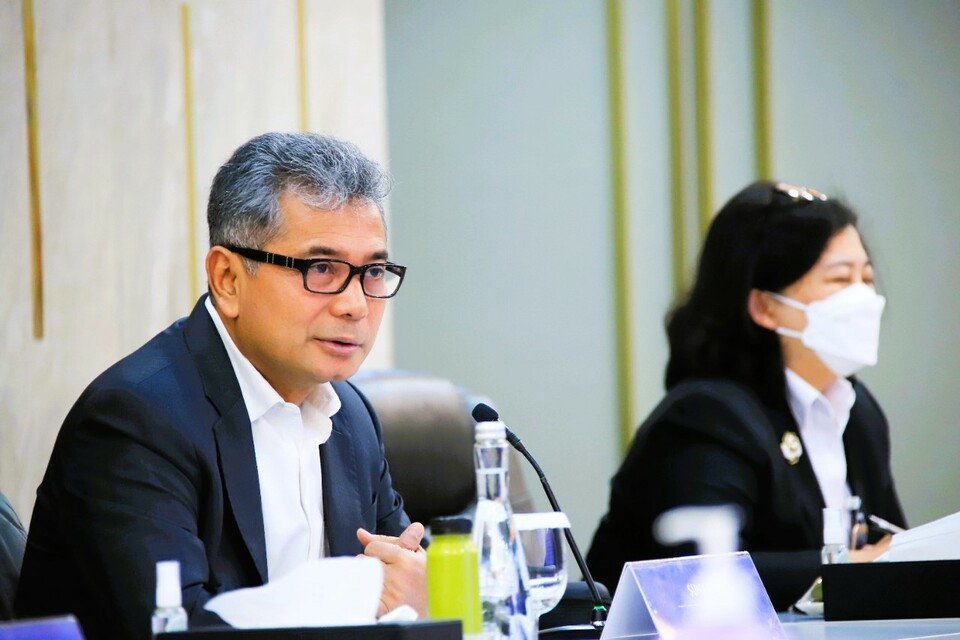 Direktur Utama PT Bank Rakyat Indonesia (Persero) Tbk atau BBRI Sunarso dalam konferensi pers pemaparan kinerja keuangan perseroan kuartal III-2022 secara virtual, Rabu (16/11/2022). (Sumber: Humas BRI)