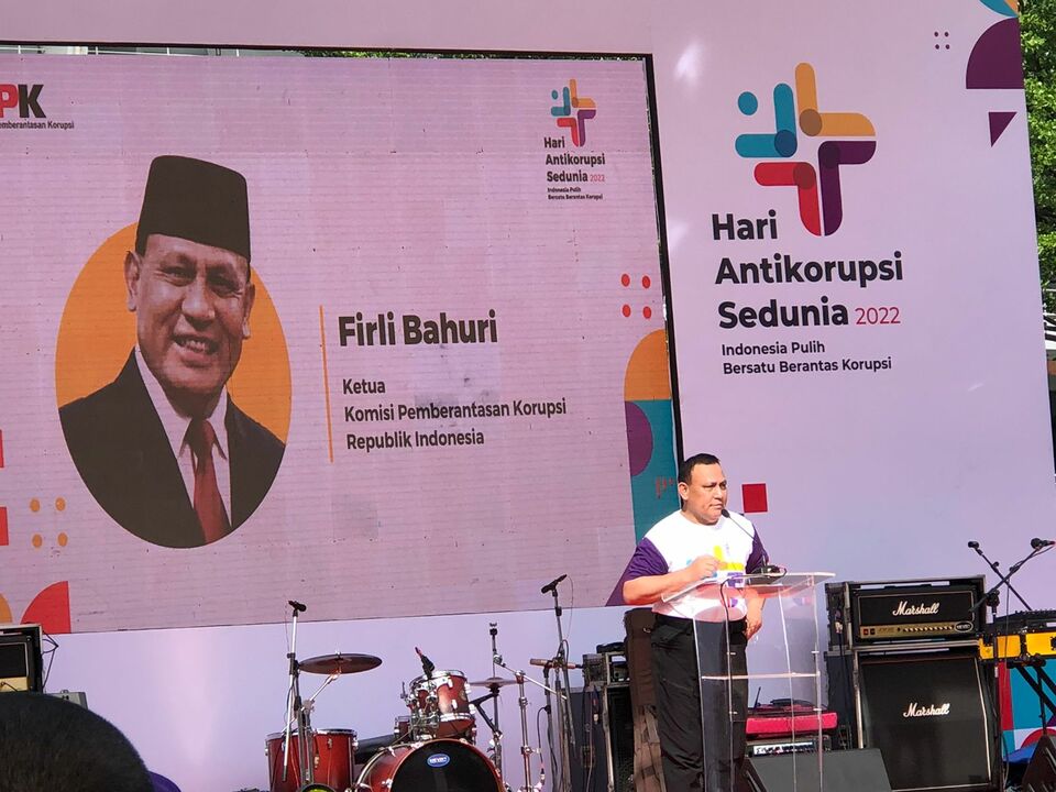 Ketua KPK Firli Bahuri saat penutupan rangkaian peringatan Hari Antikorupsi Sedunia (Hakordia) tahun 2022.
