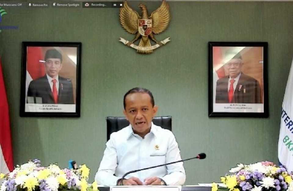 Tangkapan layar Menteri Investasi/Kepala BKPM Bahlil Lahadalia dalam acara Expose dan Launching Peta Peluang Investasi Tahun 2022, Jumat (16/12/2022). ANTARA/Youtube Kementerian Investasi-BKPM.