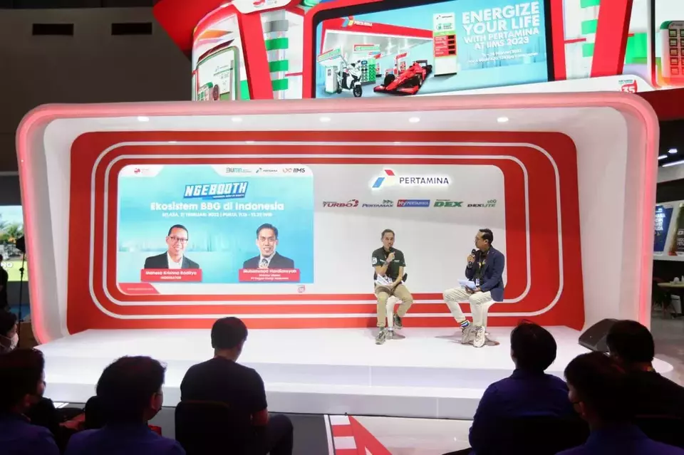 Direktur Utama PT Gagas Energi Indonesia Muhammad Hardiansyah dalam Talkshow "Ekosistem BBG Transportasi di Indonesia" di IIMS 2023, pada 21 Februari 2023.