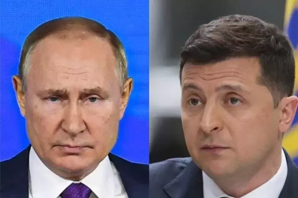 Foto dokumen menunjukkan Presiden Rusia Vladimir Putin (kiri) dan Presiden Ukraina Volodymyr Zelensky (kanan). (Foto: Xinhua)