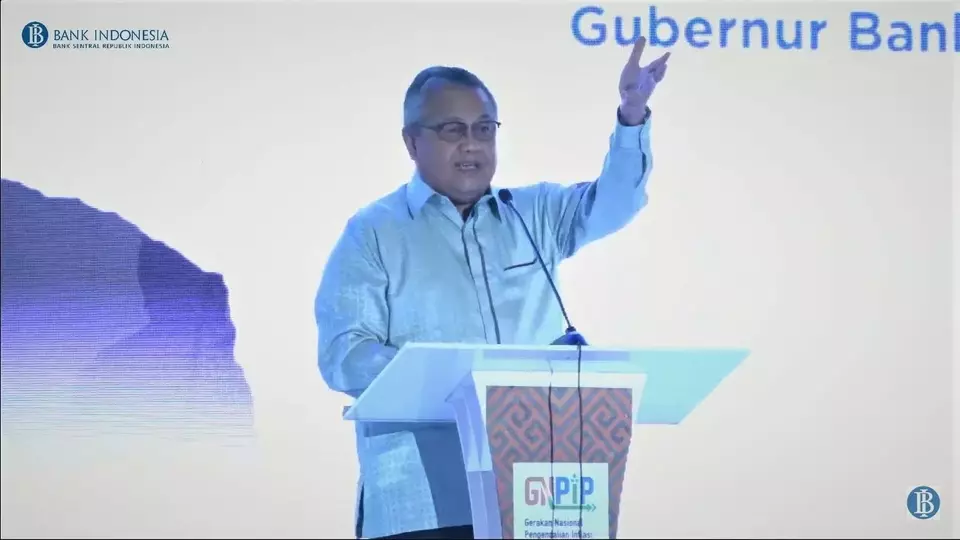 Gubernur Bank Indonesia Perry Warjiyo dalam Kick Off Gerakan Nasional Pengendalian Inflasi Pangan (GNPIP) 2023 yang dipantau secara virtual pada Minggu (05/3/2023). (Investor Daily/ Arnoldus Kristianus)