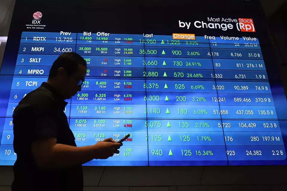 Investor memantau pergerakan saham di gedung BEI, Jakarta. (Investor Daily/David Gita Roza)