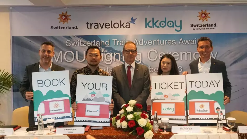 Penandatanganan kerja sama Traveloka dengan Switzerland Tourism

