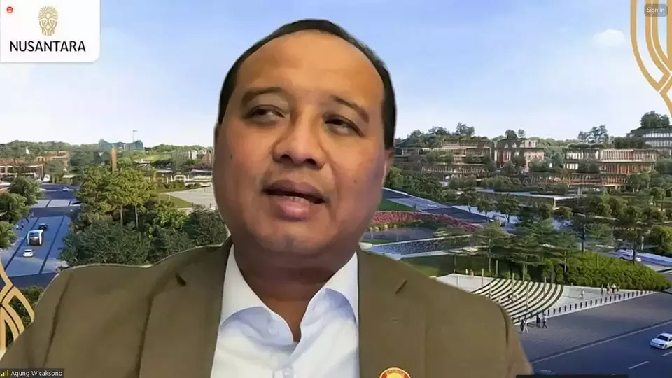 Deputi Bidang Pembiayaan dan Investasi Otorita IKN Agung Wicaksono dalam media briefing secara virtual pada Senin (20/11/2023). (Investor Daily/Arnoldus Kristianus)