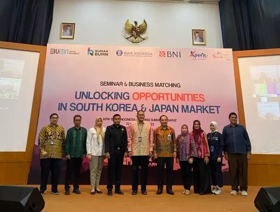 Seminar and Business Matching dengan tema "Unlocking Opportunities in South Korea and Japan Market" yang digelar di Gedung Anggun Nan Tongga Bank Indonesia, Padang, Rabu 22 November 2023.