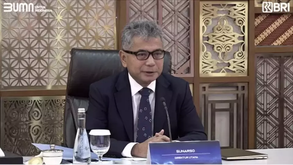 Direktur Utama BRI Sunarso dalam konferensi pers Paparan Kinerja Keuangan Kuartal IV-2023, Rabu (31/1/2024). (Investor Daily/Nida Sahara)