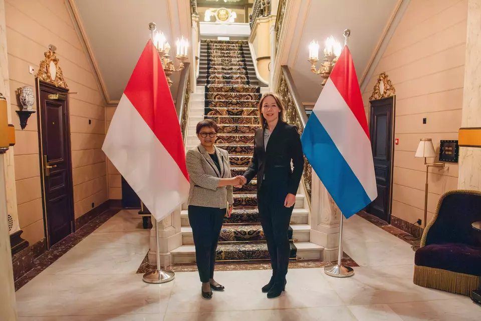 Menteri Luar Negeri (Menlu) Retno Marsudi bertemu dengan Menlu Belanda Hanke Bruins Slot di Den Haag, Rabu (31/1/2024) waktu setempat. (Foto: Dok. Kementerian Luar Negeri)