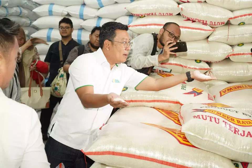 Kepala Bapanas Arief Prasetyo Adi saat meninjau stok beras