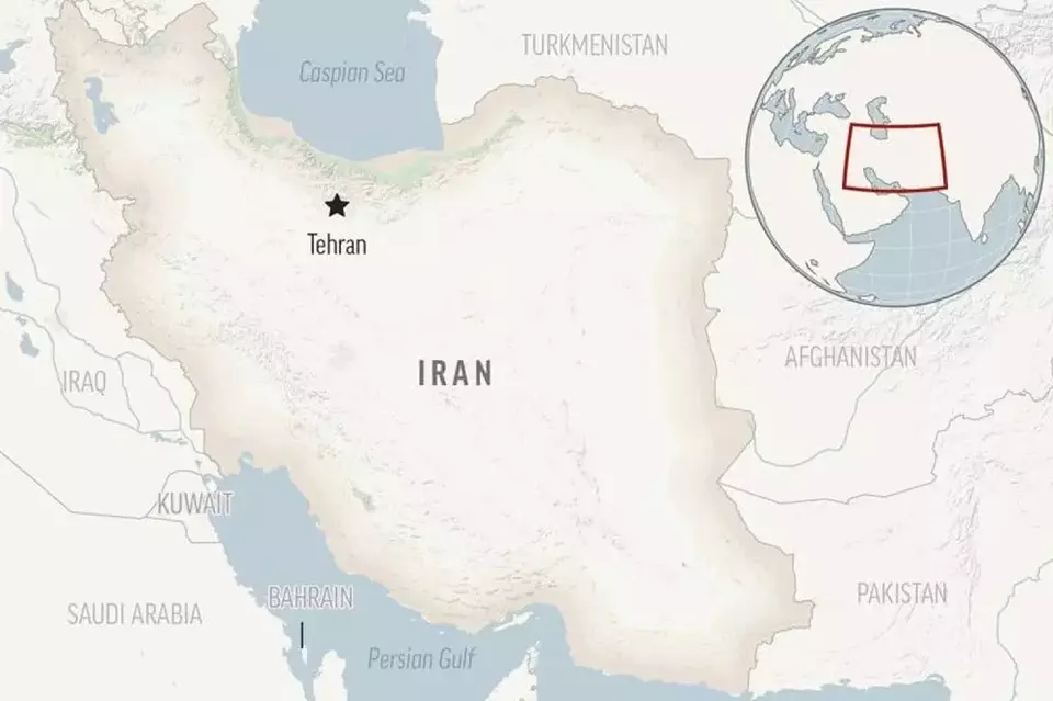 Ini adalah peta lokasi Iran dengan ibu kotanya, Teheran. (Sumber: AP)