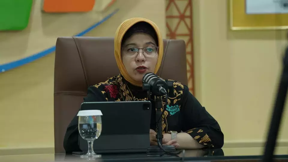Pelaksana Tugas (Plt) Kepala BPS Amalia Adininggar Widyasanti dalam konferensi pers di Kantor BPS pada Senin (3/6/2024). (Foto: Humas BPS)
