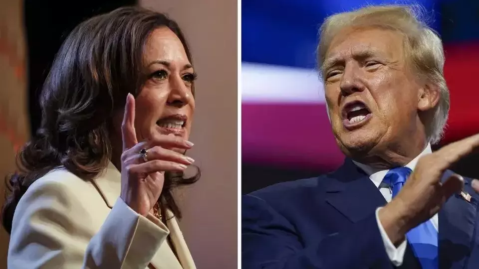 Wakil Presiden Amerika Serikat (AS) Kamala Harris dan calon presiden dari Partai Republik dan mantan presiden AS Donald Trump. (Brendan Mcdermid/ Elizabeth Frantz/ Reuters)