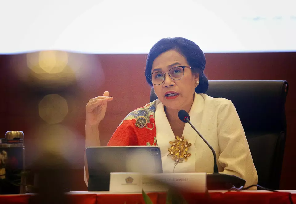 Menteri Keuangan Sri Mulyani Indrawati dalam Konferensi Pers RAPBN 2025 di kantor pusat Dirjen Pajak, Kementrian Keuangan, Jakarta, Jumat (16/8/2024). (B-Universe Photo/Joanito De Saojoao)