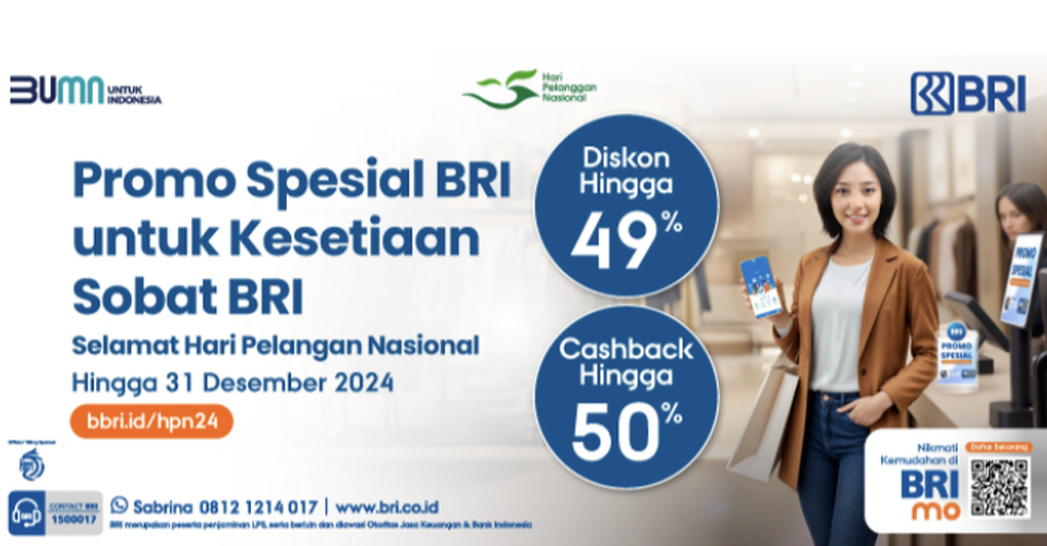 BRI memaknai Hari Pelanggan Nasional 2024 dengan memberikan promo istimewa bagi masyarakat, guna membangun kedekatan dengan nasabah BRI.