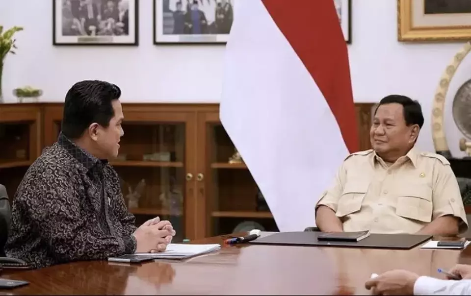 Menteri BUMN Erick Thohir melapor ke Presiden Prabowo Subianto di Istana Kepresidenan Jakarta, Kamis (2/1/2025). (Sumber: Instagram/erickthohir)