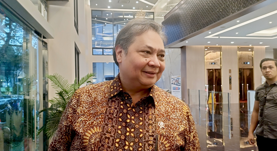 Menteri Koordinator Bidang Perekonomian Airlangga Hartarto di Kantor Kementerian Koordinator Bidang Perekonomian pada Rabu (8/1/2025).  (Investor Daily/Arnoldus Kristianus)

