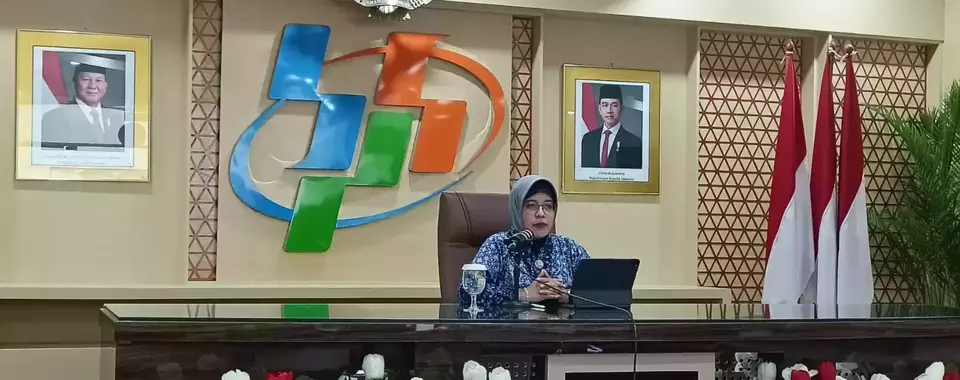 Pelaksana Tugas (Plt) Kepala BPS Amalia Adininggar Widyasanti dalam konferensi pers di Kantor BPS pada Senin (17/2/2025). (Investor Daily/Arnoldus Kristianus)